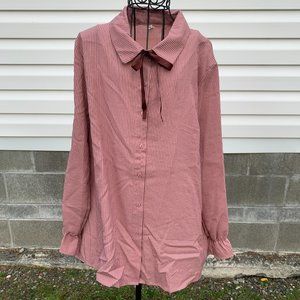Jiupinlianhua Ladies size 3X Pink/ Purple Striped Button Down Shirt